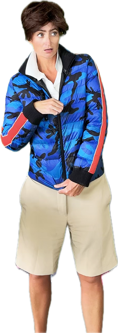 Kristin Lopopolo performing a short-haired preppy character